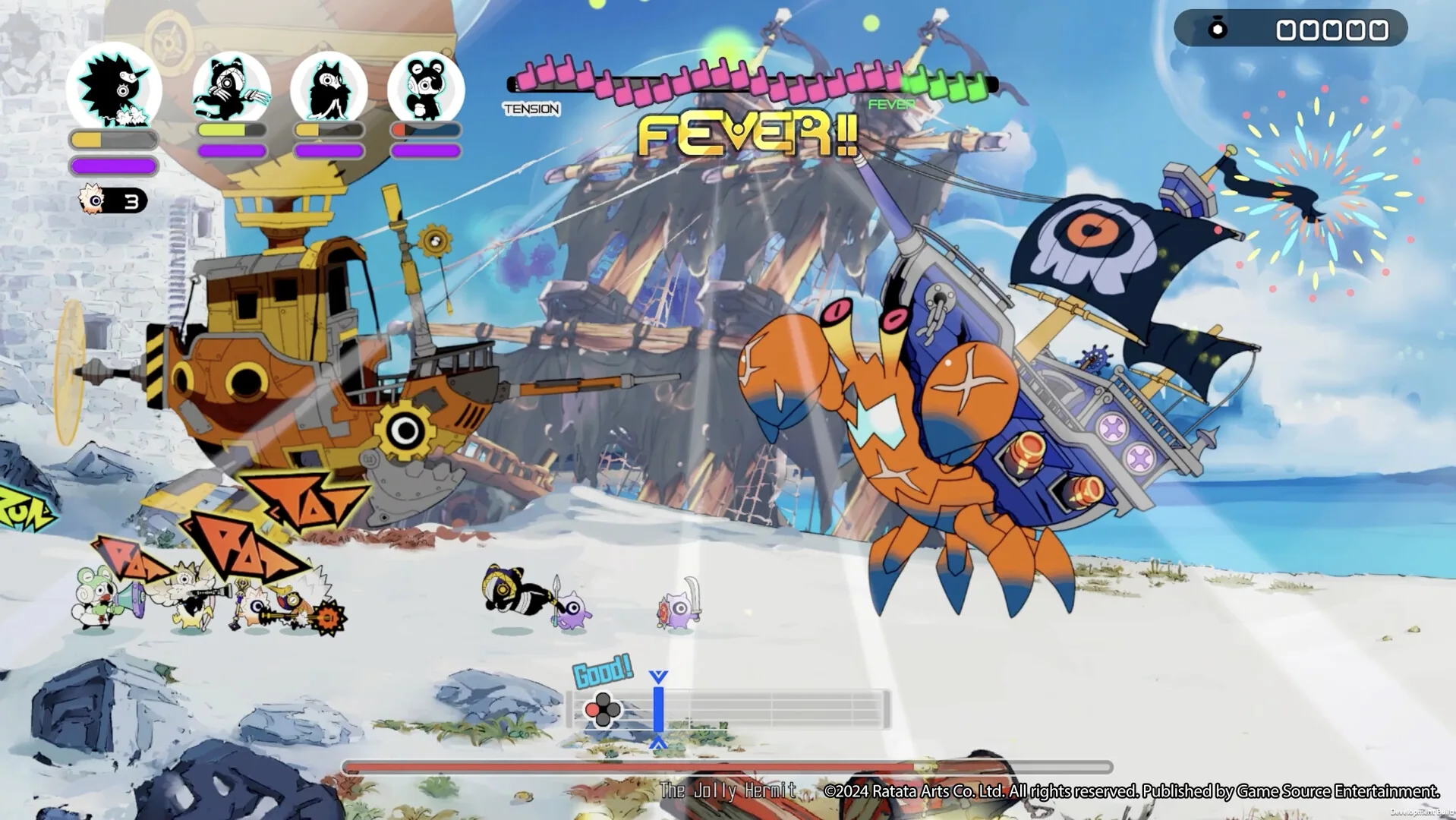 Ratatan battle: Cobuns march while Fever is active against a boss